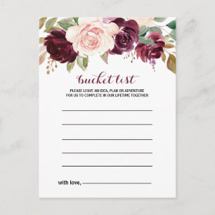 Green Blush Burgundy Floral Bucket List Cards