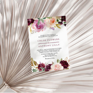 Green Blush Burgundy Floral wedding Invitation