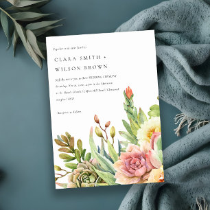GREEN BLUSH DESERT SUCCULENT CACTI FOLIAGE WEDDING INVITATION