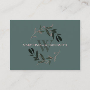 GREEN BLUSH PINK FAUNA WREATH WEDDING WISHING WELL ENCLOSURE CARD