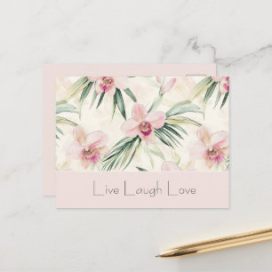 Green Blush Pink Orchid Flowers Love Postcard