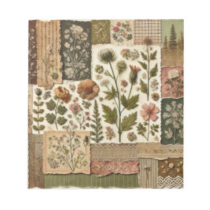 Green Blush Pink Patchwork Floral Quilted Design  Notepad