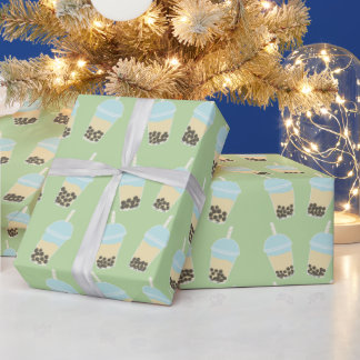 Green BobaTea Wrapping Paper