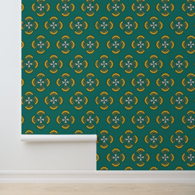 Green Bohemian Geometric Pattern Wallpaper (Application)