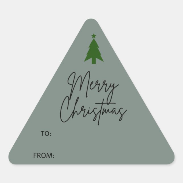 Green Boho Christmas Gift Triangle Sticker (Front)