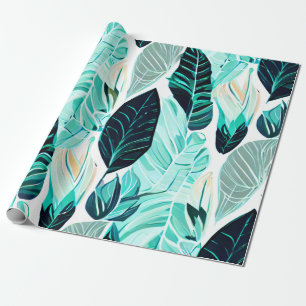 Green boho design leaf pattern wrapping paper