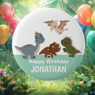 Green Boho Dinosaur  6 Cm Round Badge