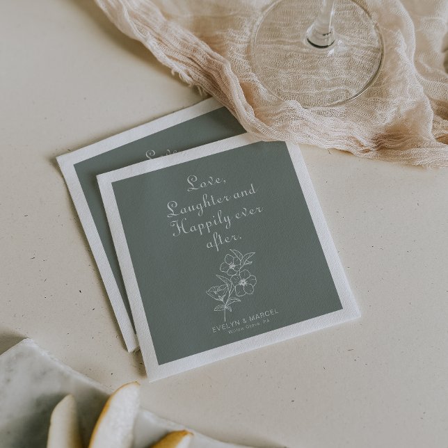 Green Boho Love Laughter and Happily Ever After Napkin (Creator Uploaded)