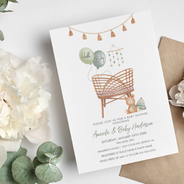 Green Boho Nursery Boho Baby Shower Invitation (Creator Uploaded)