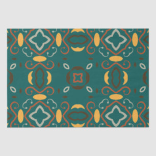 Green Boho Oriental Abstract Kaleidoscopic Pattern Tissue Paper