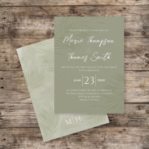 Green Boho Palm Leaves Botanical Elegant Greenery Invitation
