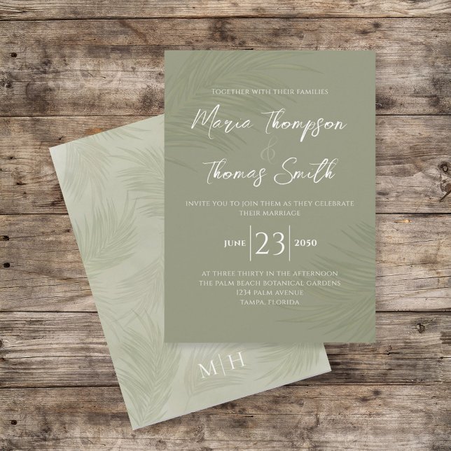 Green Boho Palm Leaves Botanical Elegant Greenery Invitation (Creator Uploaded)