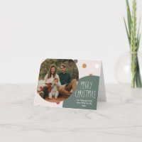 Green Boho Polka Dot Christmas Folded Single Photo