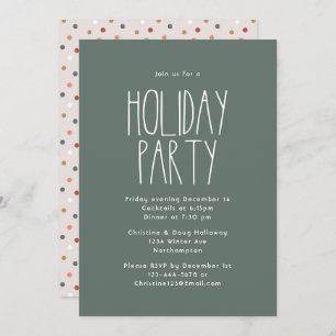 Green Boho Polka Dot Christmas Party Invitation