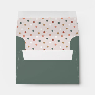 Green Boho Polka Dot Happy Holidays Card Envelope
