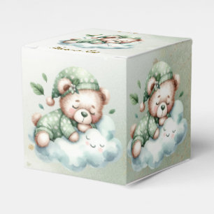 Green Boho Sleeping Teddy Bear Cute Party Favour Box