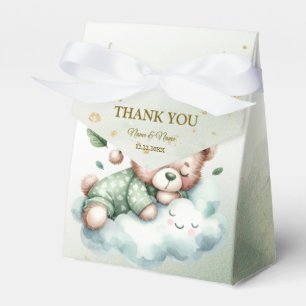 Green Boho Sleeping Teddy Bear Cute Party Favour Box