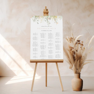 Green Boho Wildflower Alphabetical Seating Chart