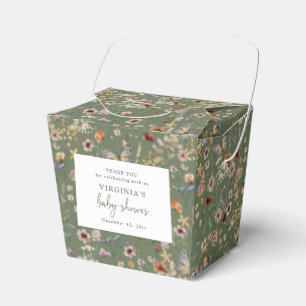 Green Boho Wildflower Baby Shower Favour Box