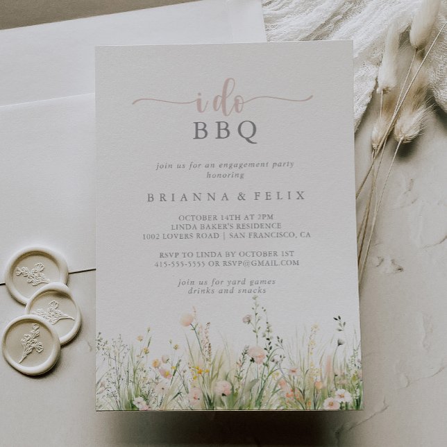 Green Boho Wildflower I Do BBQ Engagement Party  Invitation (Creator Uploaded)