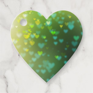 Green Bokeh Hearts Valentine's Day Spring Favour Tags