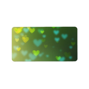 Green Bokeh Hearts Valentine's Day Spring Label