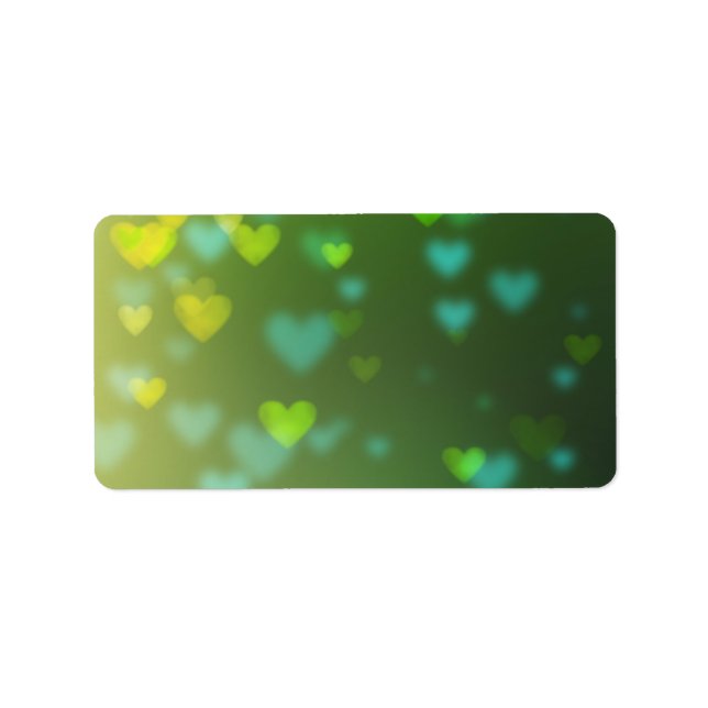 Green Bokeh Hearts Valentine's Day Spring Label (Front)