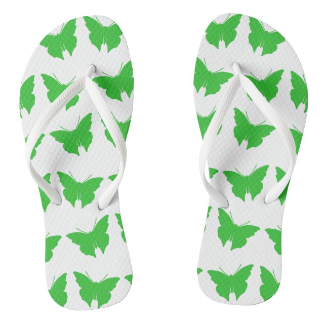 Green Bold Mod Butterflies Thongs (Footbed)