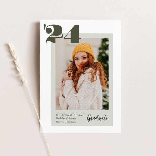 Green Bold Modern Class of 2024 4 Photo Graduation Invitation (Creator Uploaded)