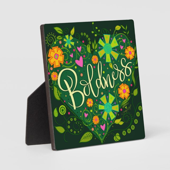 Green Boldness Inspirational Floral Pretty Custom Plaque (Front)