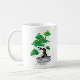 Green Bonsai Watercolor Coffee Mug