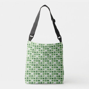 Green Book Reading and Writing Pattern Crossbody Bag