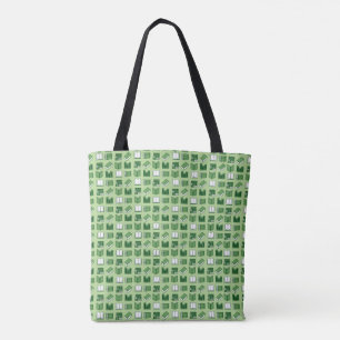 Green Book Reading and Writing Pattern Tote Bag