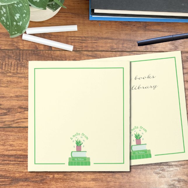 Green Books and Houseplant Teacher Notepad (Creator Uploaded)