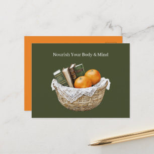 Green Books & Oranges Nourishment Postcard