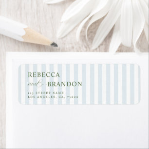 Green Border Coastal Blue Stripes Wedding Address Return Address Label