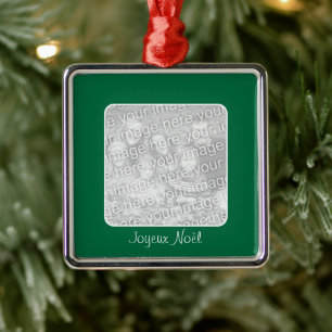Green Border Personalised Joyeux Noël Metal Ornament