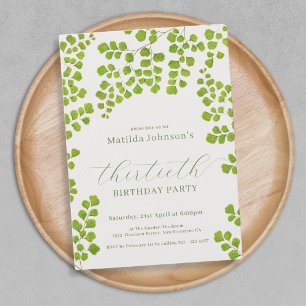 Green Botanical 30th Birthday Invitation