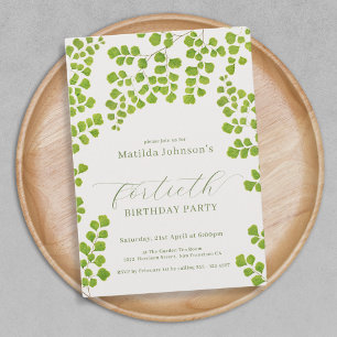 Green Botanical 40th Birthday Invitation