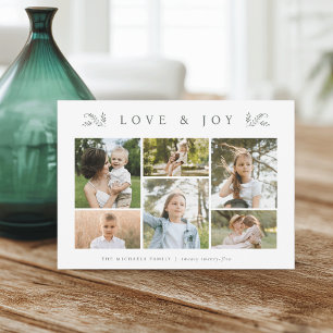 Green Botanical 6 Photo Collage Holiday Card