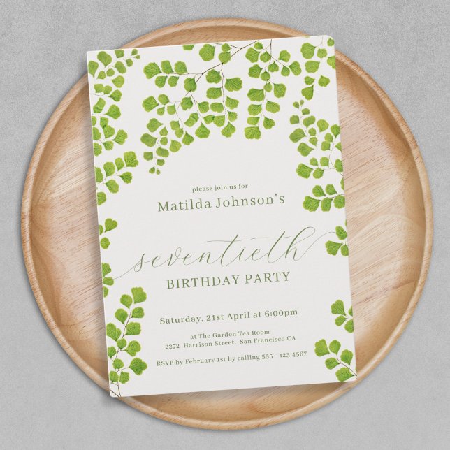 Green Botanical 70th Birthday Invitation (Green Botanical 70th Birthday Invitation)
