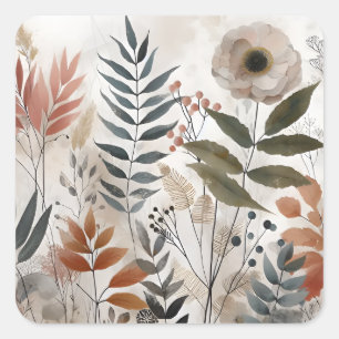 Green Botanical Abstracts Floral Inspiration Square Sticker