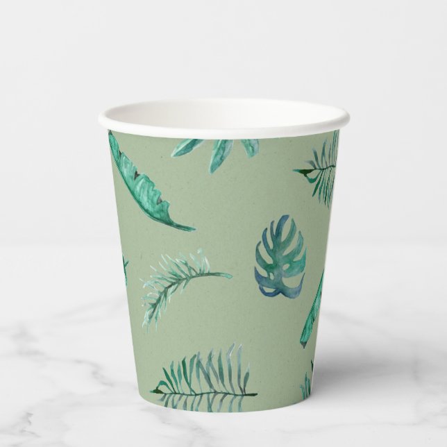 Green Botanical Baby Shower Cups (Back)