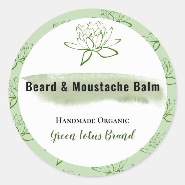 Green Botanical Beard Balm Product Sticker | Label (Front)