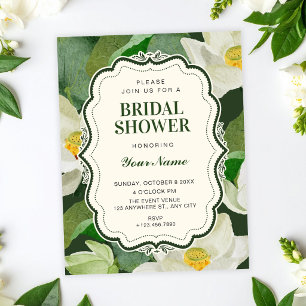Green Botanical bridal shower Invitation