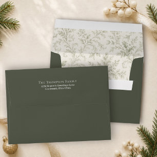 Green Botanical Christmas Return Address Envelope