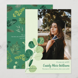 Green Botanical Elegant Graduation Announcement