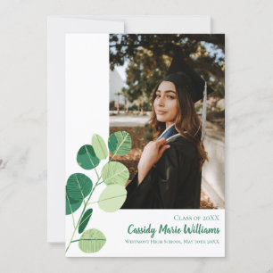 Green Botanical Elegant Graduation Announcement