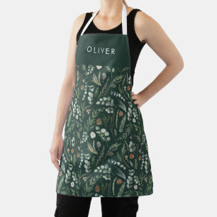 Green botanical elegant modern family gift apron