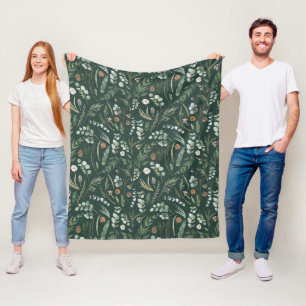 Green botanical elegant modern family gift fleece  blanket